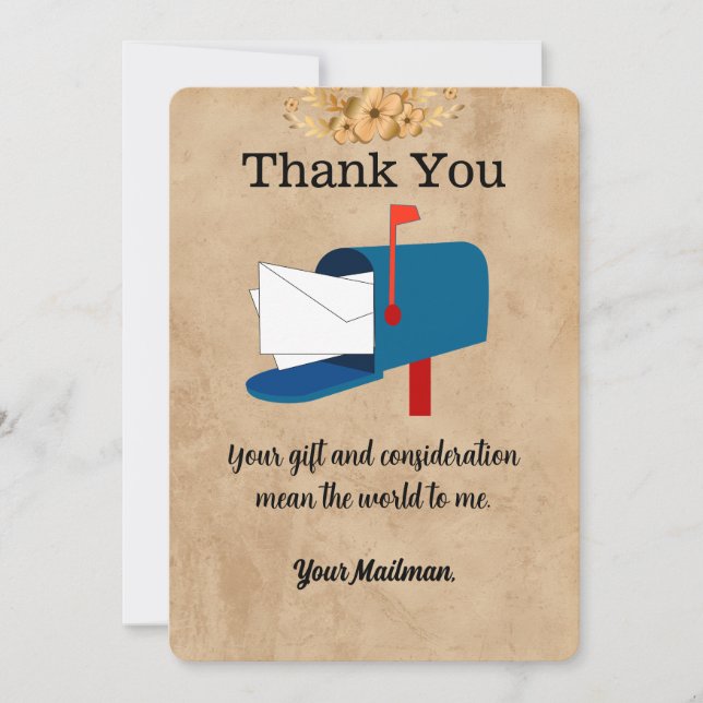 Carte De Remerciements Lettre unique Carrier Mailman Postal Mail Carrier (Devant)