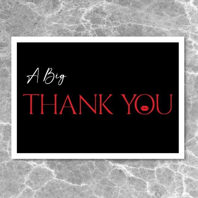 Carte De Remerciements Lèvres rouges minimales modernes Elle a trente ans (Modern Minimal Red Lips She's Thirty Birthday Thank You Card)