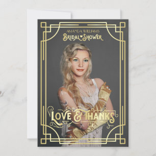 Carte De Remerciements L'Fête de l'mariée Art Déco, l'amour et la gratitu