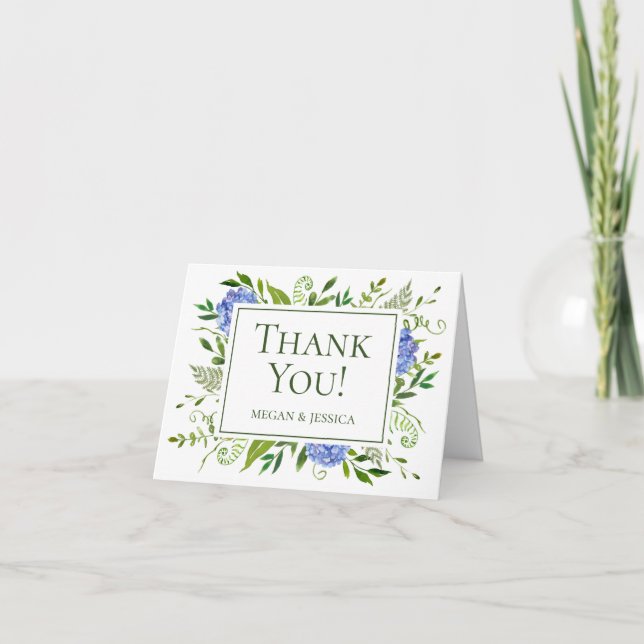 Carte De Remerciements LGBTQ Blue Hydrangeas Floral Folal Sentiment (Devant)