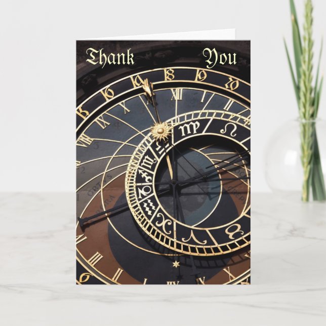 Carte De Remerciements l'horloge astronomique de Prague vous remercient (Devant)