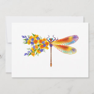 Carte De Remerciements libellule de fleurs jaunes