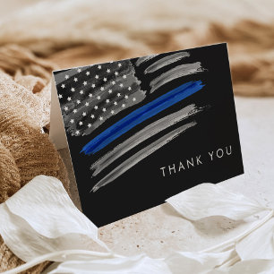Carte De Remerciements LIBERTÉ Police Retraite Party Ligne Bleue Mince