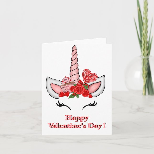 Carte De Remerciements Licorne de la Saint-Valentin amour  (Devant)