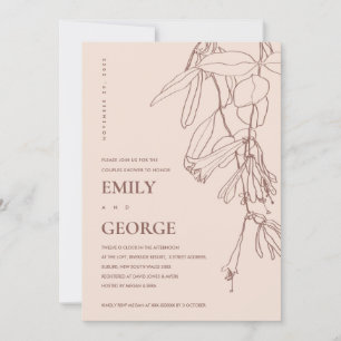 CARTE DE REMERCIEMENTS LIGNE DE PASTEL BLUSH DESSINER FLORE COUPLE DOUCHE