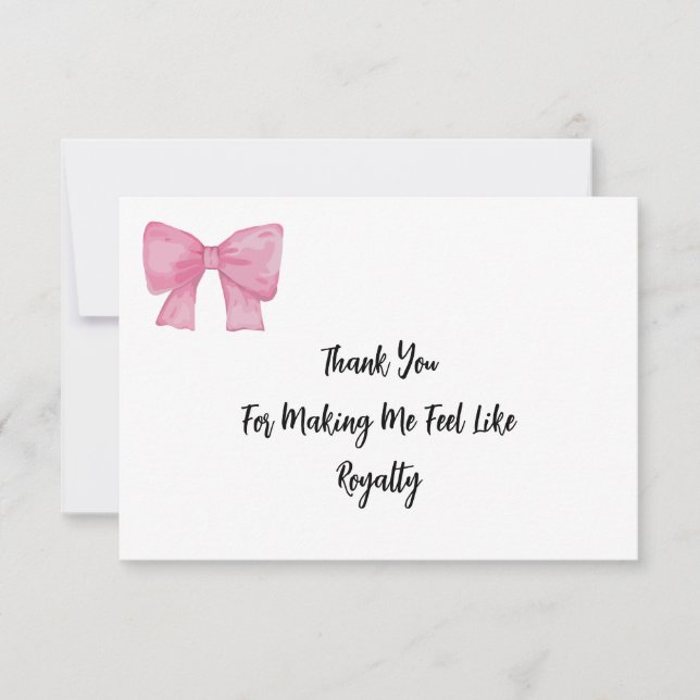 Carte De Remerciements  Like Royalty | Pink Bow Card (Devant)