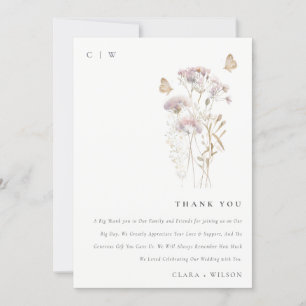 Carte De Remerciements Lilac Boho Fleur sauvage Fern Mariage botanique