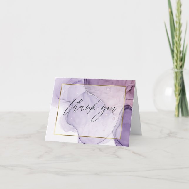 Carte de remerciements Lilac Rose Abstrait à l'alc (Devant)