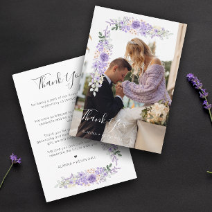 Carte De Remerciements Lilac Shades Fleurs et Branches Mariage photo
