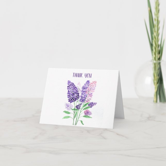 Carte de remerciements Lilacs ressort fleuri viole (Devant)