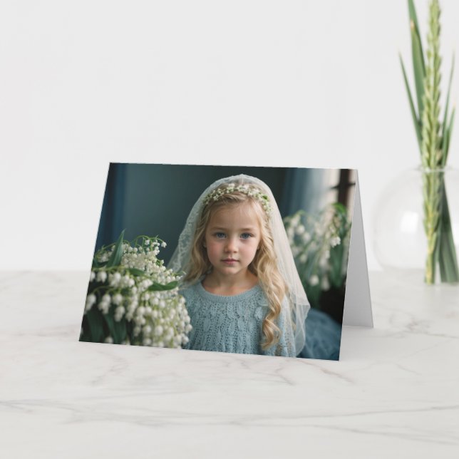 Carte De Remerciements Lily Blue Blonde fille dans le voile (Devant)