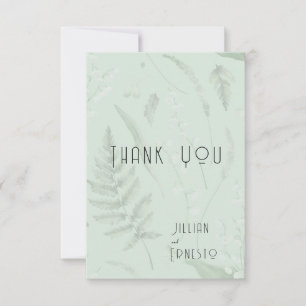 Carte De Remerciements Lily de Vallée avec des fougères    Vert doux pers