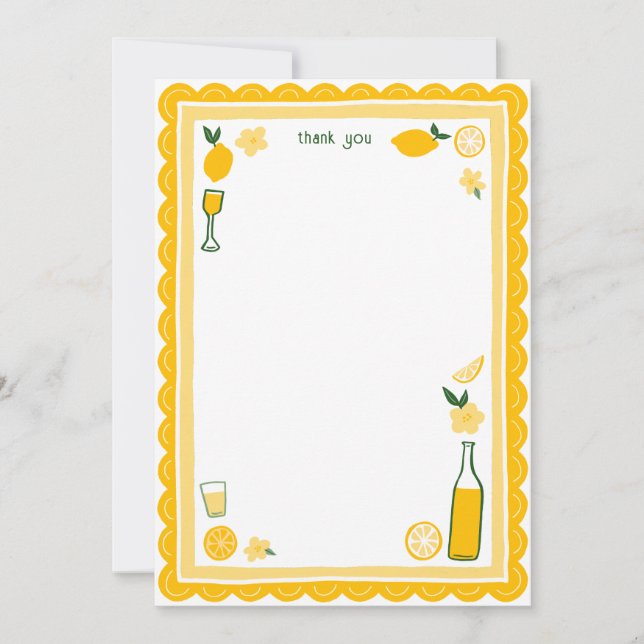 Carte De Remerciements Limoncello Lemonade Citrons PERSONNALISÉ Enterreme (Devant)