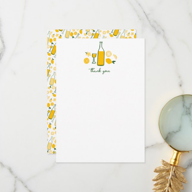 Carte De Remerciements Limoncello Limonade Citrons Fête d'anniversaire PE (Devant/Arrière en situation)