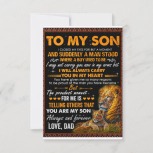 Carte De Remerciements Lion À Mon Fils J'Ai Fermé Les Yeux Pour Un Moment