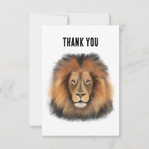 Carte De Remerciements lion aquarelle Leo roi safari animal jungle chat