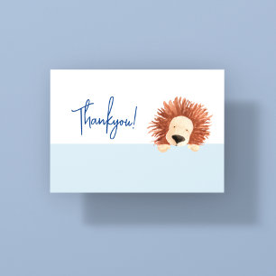 Carte De Remerciements Lion Bébé Bleu 1er Anniversaire