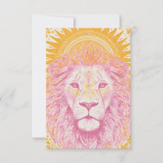 Carte De Remerciements Lion céleste rose et orange (Devant)