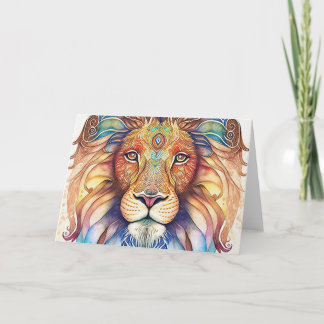 Carte De Remerciements Lion d'aquarelle mystique