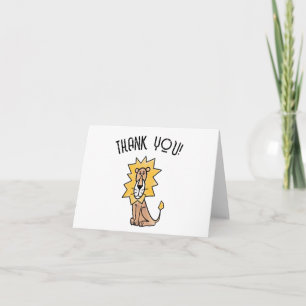 Carte De Remerciements lion mignon dessin animé enfants rétro safari jung