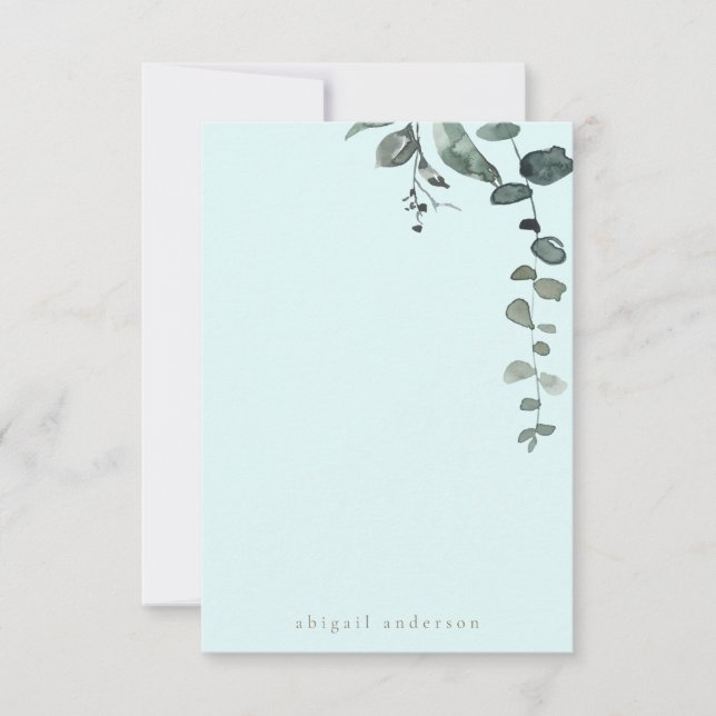 Carte De Remerciements Liquide de mariée en feuillage Bleu Icy (Devant)