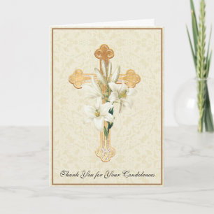 Carte De Remerciements Lis de la Croix d'Or Remerciement de condoléances 