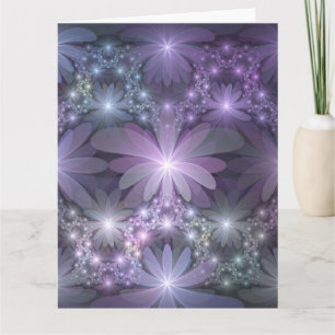 Carte De Remerciements Lit de fleurs tendance brillant art fractal abstra