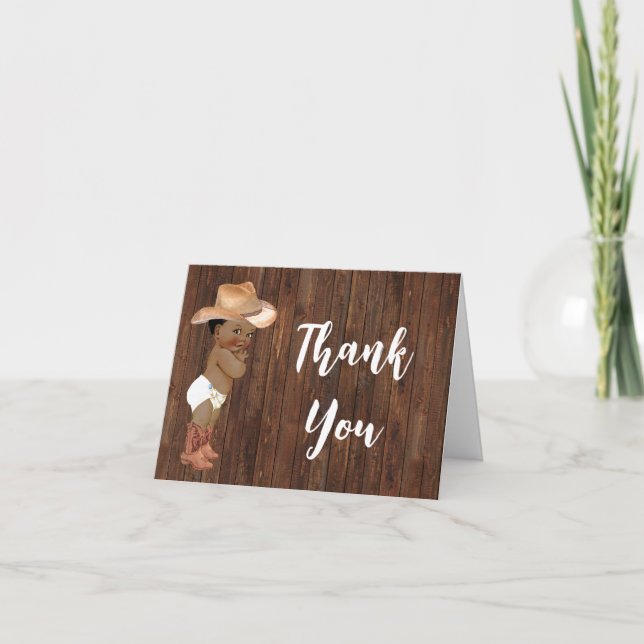 Carte de remerciements Little AA Cowboy Baby showe (Devant)