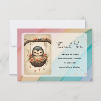 Carte De Remerciements Little Bird in a Floral Swing