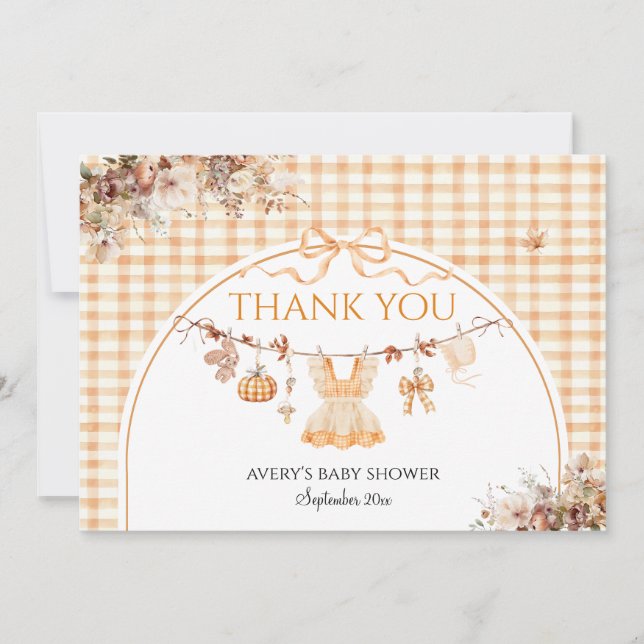 Carte De Remerciements Little Citrouille Floral Bow Fall Baby shower Book (Devant)