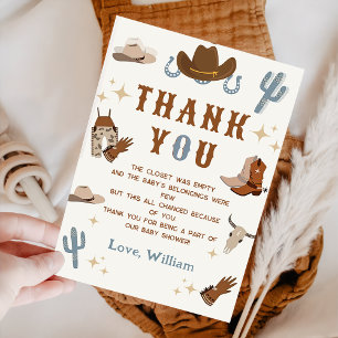 Carte De Remerciements Little Cowboy Rodeo Baby shower occidental