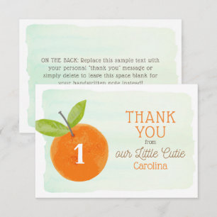 Carte De Remerciements Little Cutie Orange Clementine 1er anniversaire