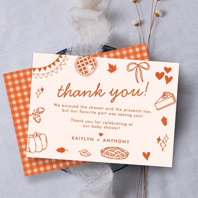 Carte De Remerciements Little Cutie Pie On The Way! Fall Baby Shower (Créateur téléchargé)