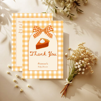 Carte De Remerciements Little cutie pumpkin pie gingham baby shower