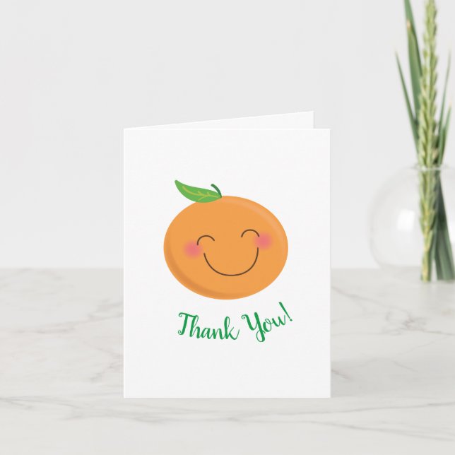 Carte De Remerciements Little Cutie Tangerine Baby shower Genre Neutre (Devant)