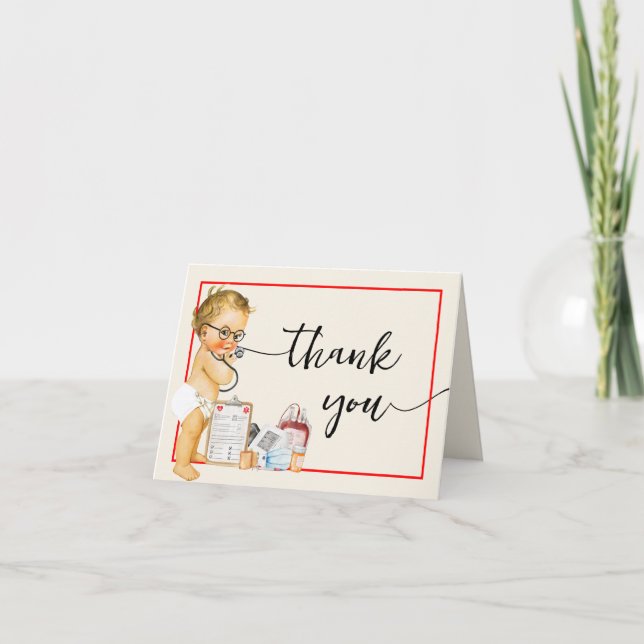 Carte de remerciements Little Doctor Baby shower (Devant)