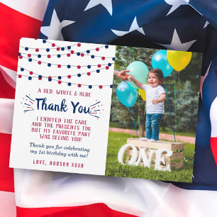 Carte De Remerciements Little Firecracker 4 juillet 1er anniversaire Phot