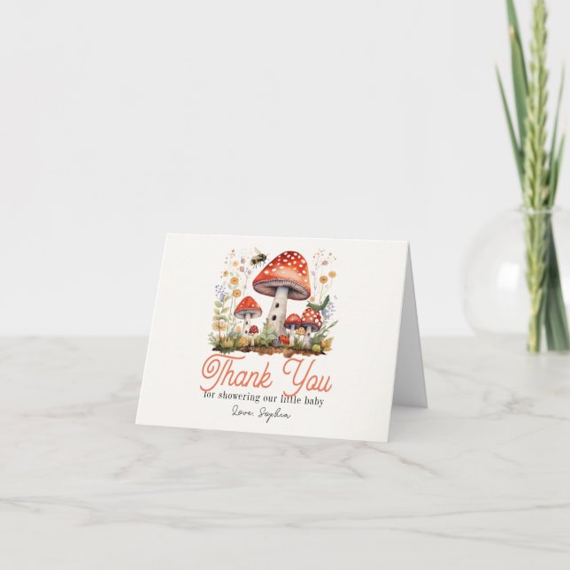 Carte De Remerciements Little Fun Guy Mushroom Baby Shower (Devant)