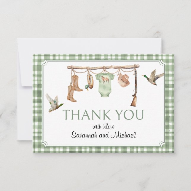 Carte De Remerciements Little Hunter Baby Shower (Devant)
