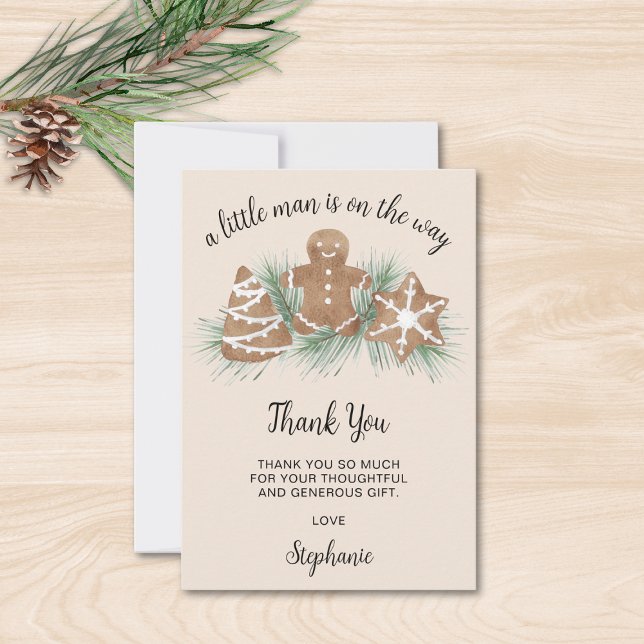 Carte De Remerciements Little Man Gingerbread Christmas Baby Shower  (Créateur téléchargé)