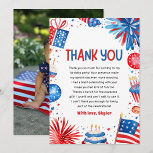 Carte De Remerciements Little Miss Independent 4 juillet 1er anniversaire