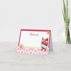 Carte De Remerciements Little Owl Folded Thank