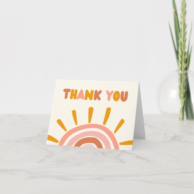 Carte De Remerciements Little Ray of Sunshine Boho Baby shower solaire (Devant)