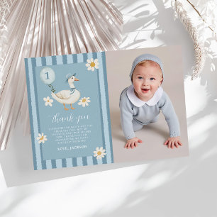 Carte De Remerciements Little Silly Goose Daisy Boy 1er Birthday Photo