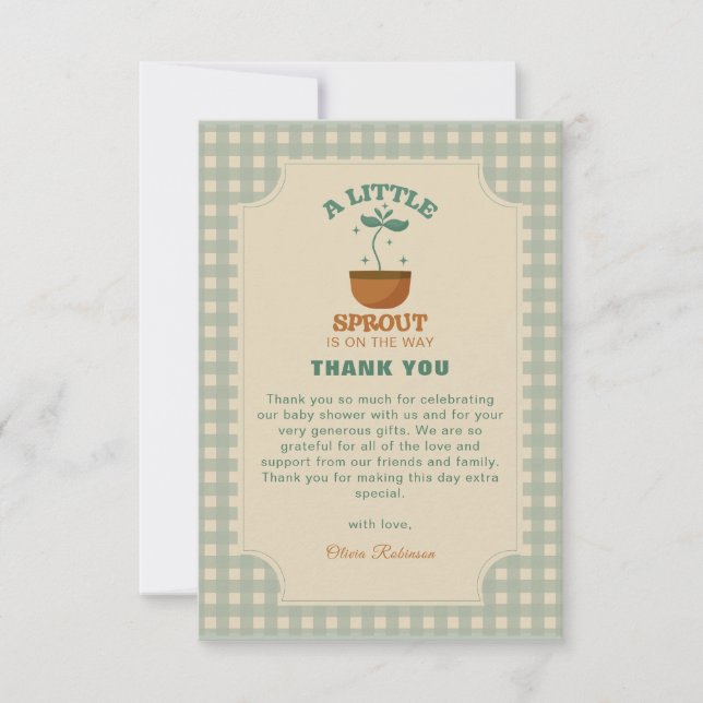 Carte De Remerciements Little Sprouts Garden Party Baby shower (Devant)