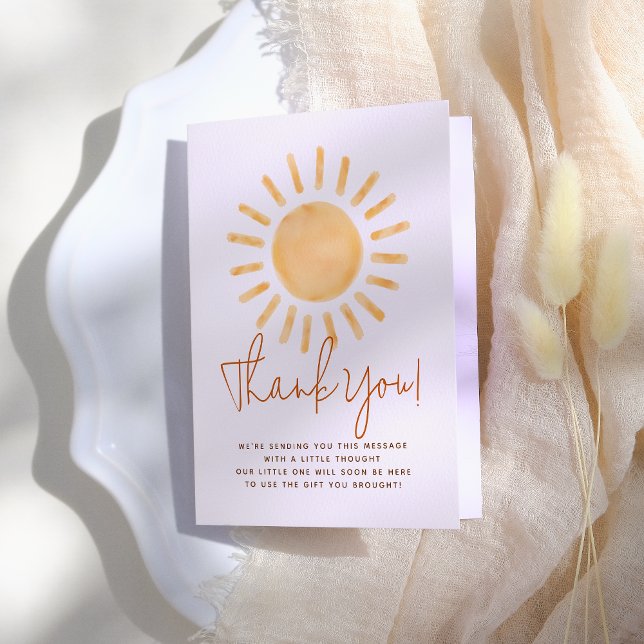 Carte De Remerciements Little Sunshine Boho Sexe Baby shower neutre (Créateur téléchargé)