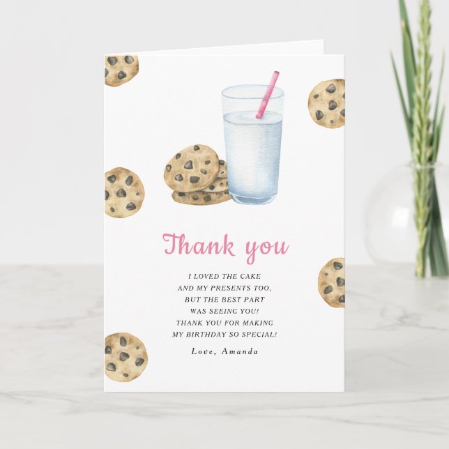 Carte De Remerciements Little Sweet Cookie fille fête d'anniversaire merc (Devant)
