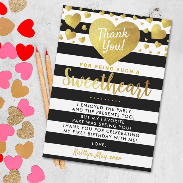 Carte De Remerciements Little Sweetheart Saint-Valentin N'importe quel âg (Créateur téléchargé)