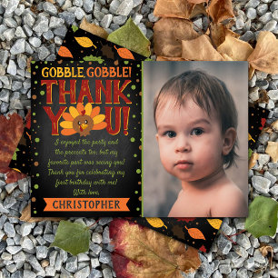 Carte De Remerciements Little Turkey Fall Thanksgiving 1er Birthday Photo