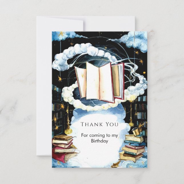 Carte De Remerciements Livre de Contes de Fées Simples pour la Bibliothèq (Devant)